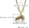핑크 Drank 펜던트 골드 CZ 블링 블링 샤인 힙합 펜던트 목걸이 Cubic 지르코니아 3D 펜던트 24inch 로프 체인 선물 박스 포함