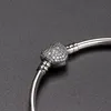 심장 모양의 CZ 포장 걸쇠 팔찌 팔찌 세트 Pandora 925 Sterling Silver Charm Bracelets 여성 선물 Jewelry313P를위한 원래 상자