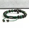 Men Panther Cz Bracelets Wholesale 8mm Natural Matte Agate & Green Tiger Eye Stone Leopard Macrame Jewelry