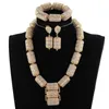 Dubai Gold Jewelry Sets for Women Bridal Gift Nigerian Wedding African Beads Jewelry Set Chunky Pendant Necklace WE200