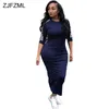 ZJFZML Abito aderente streetwear a righe laterali bianche 2018 Abito estivo da donna mezza manica plus size Abito lungo sexy a vita alta D1891304