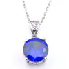 Antique éblouissant rond feu bleu zircon cubique gemmes 925 pendentifs en argent sterling collier boucles d'oreilles goutte mariage fiançailles ensembles de bijoux