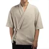 2018 Homens Camisa Quimono Japonesa Harajuku Mens Camisa Rosto Retro Origem Streetwear Cardigan Outwear Tradicional Stitch Aberto Camisas