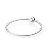 100% Real Silver Womens Bangle White Enamel Heart Bracelet with Original box for Pandora beads European Charms