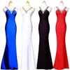 Fashion Red Black Blue Mermaid Prom Dresses a buon mercato 2020 paillettes in rilievo incrociate incrociate abiti da sera lunghi abiti da festa sexy USA UK