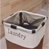 2018 Portable Single Lattice Laundry Basket Brown and White Storage Baskets Home Storage & Organization Laundry basket