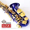 Japão Suzuki SR-475 F Alto Eb Saxofone E Plana Azul Corpo Laca De Ouro Chave Saxofone Marca Instrumento de Música de Qualidade Sax Com Bocal