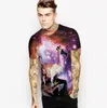 Groothandel gratis verzending mannen vrouwen Galaxy Antelope / Hawaii Tree 3D Gedrukt Tee korte mouw Ronde hals T-shirt Tops