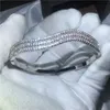 Female Cute lines bracelet Pave settling Diamond S925 Silver Filled Engagement bangle for women wedding accessaries