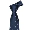 Luksusowe męskie krawat ciemnoniebieski krawat z uroczym pingwinem małym wzorem zestawu chusteczki i mankietów cały wesele biznesowe N50709714167