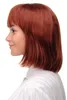 Page de perruque sexy Bob long avec frange rouge cuivre rouge cheveux lisses 25 cm 7803-350