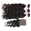 Raw Brazilian Virgin Hair Vendors Water Wave 3 Bundles With Lace Closure Frontal Human Hair Extensions Wefts Indian Peruvian Weave Bundles