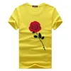 Rose tryckt T -skjortor Summer Top Shirt Crew Neck Kort ärmar 5xl män Nya modekläder Bomull