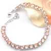 Luckyshine Fashion Splendidi braccialetti Topazio tondo Kunzite Granato Peridoto Gemma Argento Zircone Bracciale tennis Amanti Bracciali Nuovo bracciale