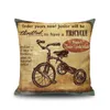 Vintage Cartoon Car Aircraft Electromobile Bicycle Flax PillowCase British Style Pillow Covers Home Car Bed Office Chair Pillowcase