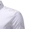 Mens Hipster Gold Rose Printed Shirt 2018 Brand Slim Fit White Casual Long Sleeve Dress Shirts Men Prom Performing Chemise Homme