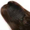 Ponytailヘアピース120gの100人の毛の灯ヤキの直線巾着ポニーの髪の延長クリップ120g