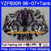 Kropp + Tank för Yamaha YZF600R Blå Vit Glans Thundercat 02 03 04 05 06 07 229HM.27 YZF 600R YZF-600R 2002 2003 2004 2005 2006 2007 FAIRING