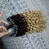 Loop Micro Ring Machine Made Remy Hair Extension T1b / 613 Blond Kinky Curly 100% Human Hair Ombre Micro Links 10 "-26" 1g / s 200g