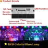 9 Cor Bola de Discoteca Luz Do Partido LEVOU Luz DJ Speaker Bluetooth Strobe Girando projetor Som Ativado com Controle Remoto e Udisk