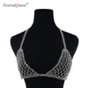Festival Queen Hol Diamond BH Set Vrouwen Sexy Halter Chain Transparent Wire Free Ongeloste Underwear Strass