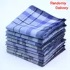 Hot Sale 10st Randig Plaid Man S Party Square Handkerchiefs 38 * 38cm Mode Bomull Handkerchiefs Tyg Hanky ​​Male Pocket Square