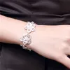 Beast gift! Plant flower 925 silver bracelet JSPB317 ; New arrival girl women sterling silver plated Chain link bracelets