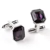 Boutons de manchette de luxe pour hommes et femmes Zircon violet cristal marque de mode bouton de manchette chemise française de haute qualité bouton de manchette