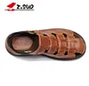 Z.SUO 802 chaussures de plage en cuir véritable pour hommes couverture d'embout classique à la main en cuir de vache sandales pour hommes large grande taille 39-48