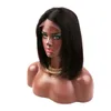 Perruques avant en dentelle complète pour femmes noires 180 densité brésilienne vierge cheveux humains tisse droit Bob moyen casquette courte longueur Mid2722885