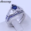 Choucong 4 couleurs pierre de naissance couple claddagh bague 5A zircon cz or blanc rempli alliance ensembles de mariée bague pour femmes hommes