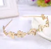 Bridal Head Flower Hoop, Handmade Gold Flower Wedding Headwear, Koreańska biżuteria ślubna.
