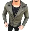 New Fashion Mens Suede Leather Jackets Lapel Zipper Slim Biker Jacket Streetwear Male Hip Hop Coats Outwear Plus Size 2XL