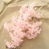 Fake Long Stem Cherry (4 stems/piece) Simulation Cherry Blossoms Large Flower Head for Wedding Home Showcase Decorative Artificial Flowers