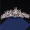 Gül Altın Kaplama Düğün Taç Gelin Nedime Çiçek Kız Kristal Tiara Rhinestone Taç Bandı Gelinlik Stüdyo Tiara 26 cm * 5.5