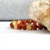 Gioielli in oro intero 10 pz / lotto 8mm perline di pietra rossa naturale con braccialetti con ciondoli a corona micro pavimentata di alta qualità per regalo213h