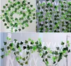 240CM Length Artificial green grape vines large leafs Winding vine Green Leaf Ivy flower Rattan for Home Decor Bar Restaurant Decorations