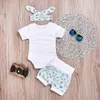 Zomer Baby Meisjes Kleding Katoen Kids Baby Meisjes Brief Print Romper Jumpsuit + Shorts + Hoofdband 3 STKS Peuter Set baby Meisje Kleding 2018