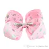 Moda jojo siwa arco 8 polegadas unicórnio imprimir grande bowknot crianças hairpin bebê menina headwear