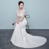 Abiti da sposa eleganti a tromba in pizzo Abito da sposa a sirena vintage con applicazioni taglie forti o collo vestido de festa