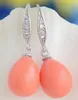 Hot Sale Free Shipping Wholesale> 12 * 14MM PINK CORAL SOUL SOUTH SEA SHELL PEARL BALANCING EARRING
