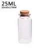 25ML 30X60X17 MM زجاجات زجاجية صغيرة صغيرة مع مرطبانات الفلين / رسائل حفلات الزفاف