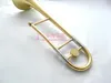 Högkvalitativ tenor BB Tune Trombone B Flat mässing Guldpläterad Professionell Prestanda Musikinstrument med väska