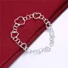 Five flat hollow hand chain sterling silver plated bracelet ; Brand new men and women 925 silver bracelet SPB141