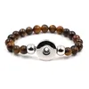 Pretty Fit Snap Button Jewelry Women Men Elastic Charm Bracelet Black Lava Turquoise Tiger eye Natural Stone Bead Bracelet