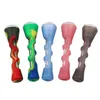 Mini Silicone Hand Pipes 3.2 inch With Glass Tube Horn shape Herb Smoking Pipe Cigarette Holder Tube Innovative Removable Handle factory price