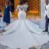 Gorgeous African Syrenka Suknia Ślubna Glamorous Cekiny Koraliki Koronkowe Aplikacje Długie Ślub Gown Seksowne Sweetheart Suknie Ślubne Plus Rozmiar