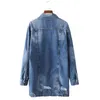 Women's Jackets 2021 Denim Women Hole Boyfriend Style Long Sleeve Vintage Jean Jacket Loose Spring Autumn Coat