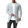 Homens Camisola de Inverno Masculino Com Capuz Cardigan Camisola de Manga Longa Ocasional Estilo Europeu Longo Cardigans Camisola De Malha Preto Luz Cinza J181023