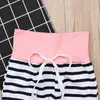 2018 Sommar Barnkläder Nyfödda Spädbarn Baby Girls Outfits Ärmlös Floral Hooded Toppar + Striped Shorts 2pcs Boutique Girls Clothing Sets